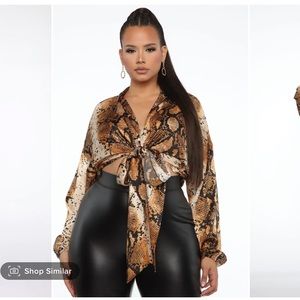 Fashion Nova- Snake Print Blouse